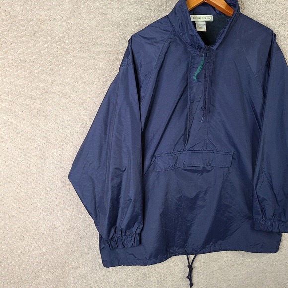 Vintage Izod Club‎ Jacket Mens Large Blue Nylon Half Zip Front Pocket Mock Neck - Picture 4 of 9